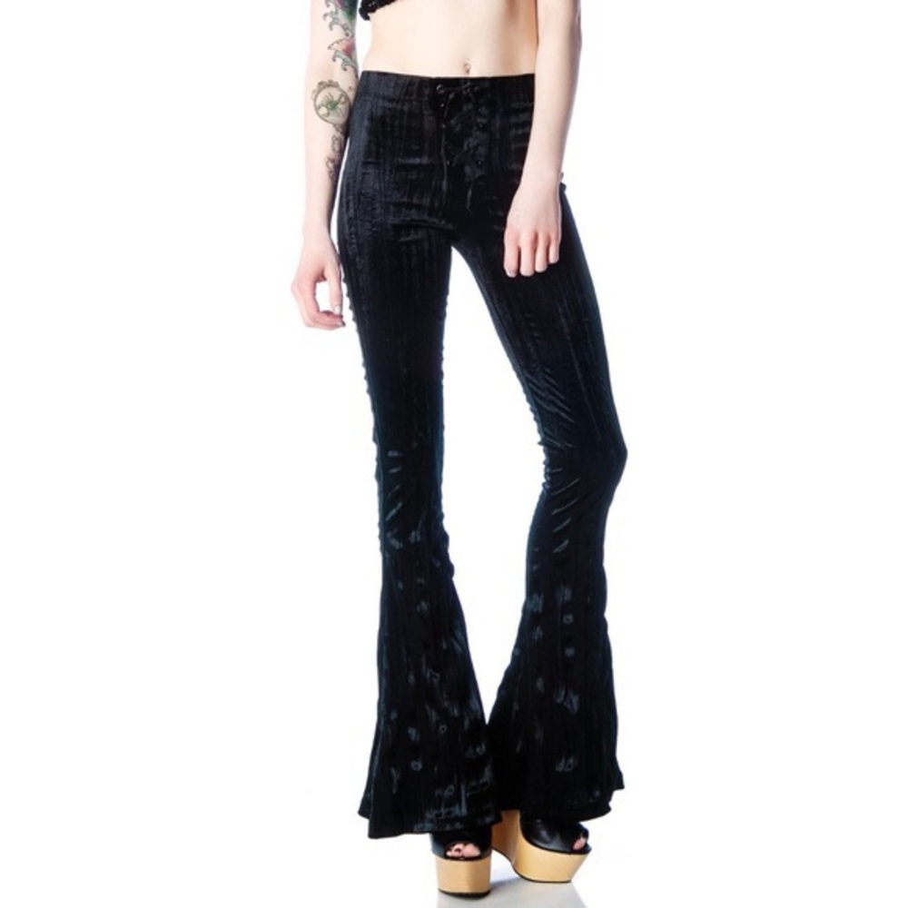NEW Lip Service Velvet Lace Up Bell Bottoms Flares